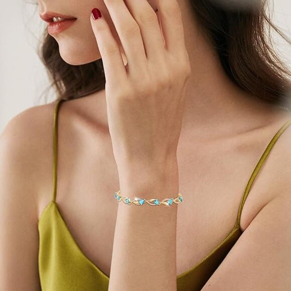 Neiman Marcus 18K Gold Plated Navy Blue Twist Trinity Eternity Tennis Bracelet - Picture 2 of 4